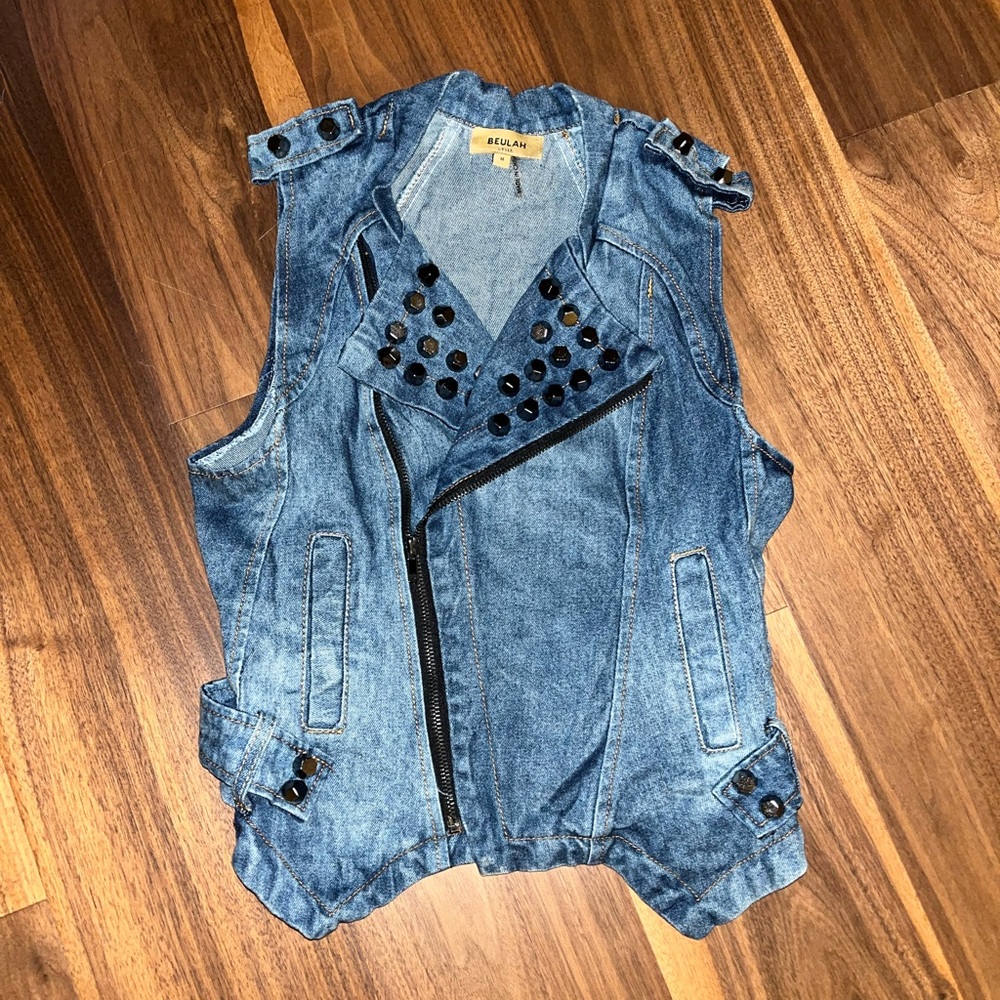 NWOT Beulah Medium studded denim vest